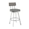Armen Living Jinab Swivel Bar Stool in Brushed Stainless Steel with Gray Faux Leather 840254335295 - alternate 1